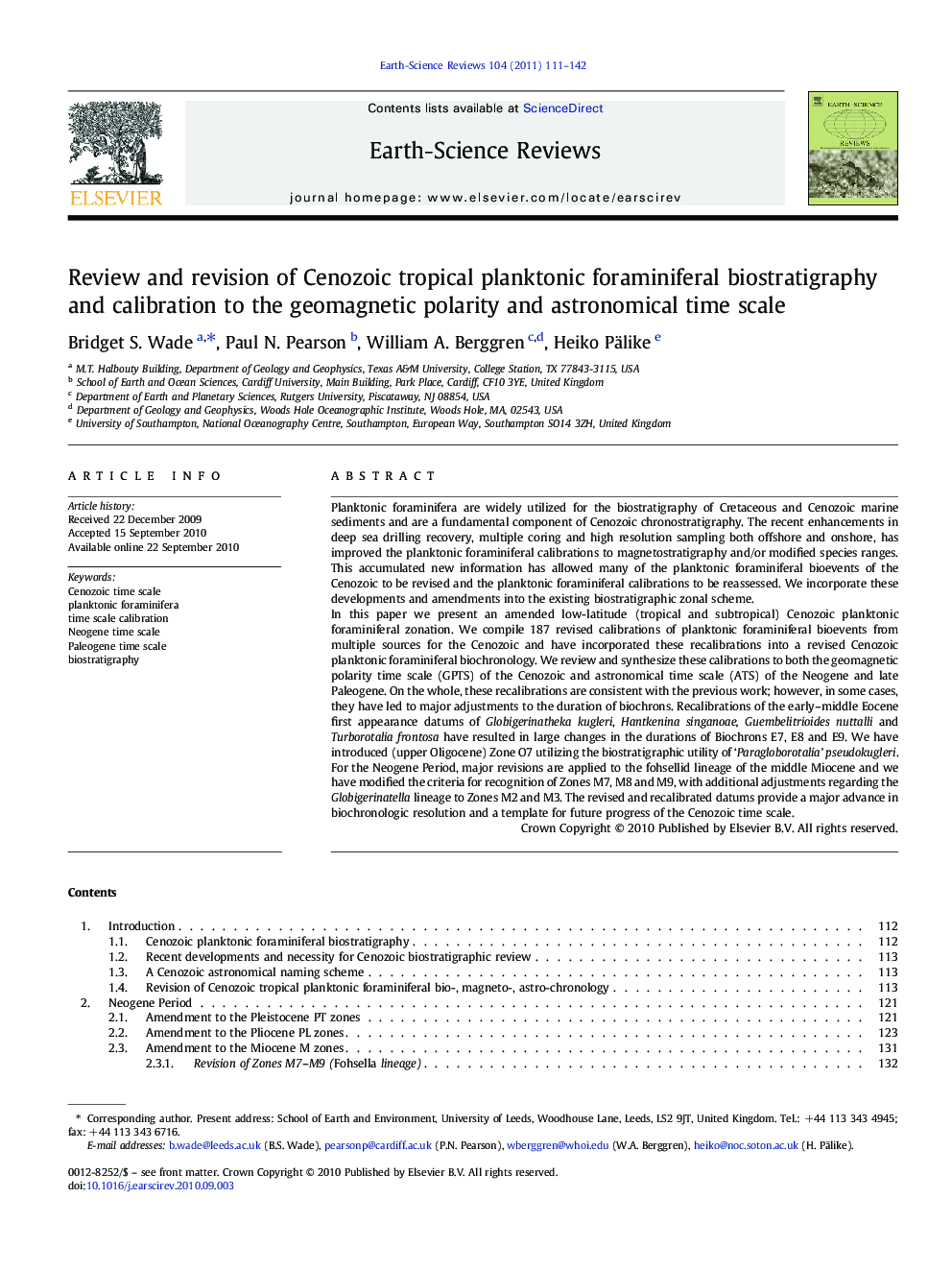 Review and revision of Cenozoic tropical planktonic foraminiferal biostratigraphy and calibration to the geomagnetic polarity and astronomical time scale