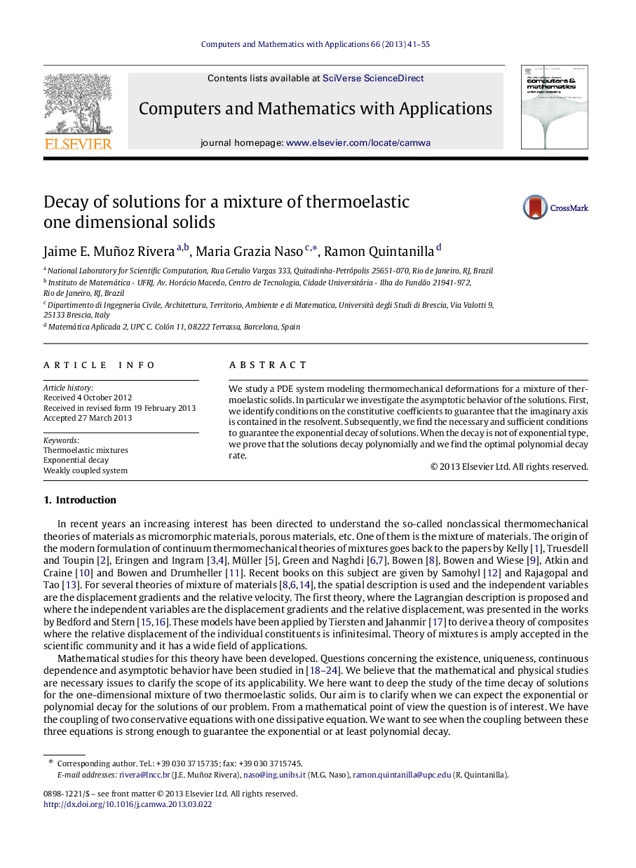 Decay of solutions for a mixture of thermoelastic one dimensional solids