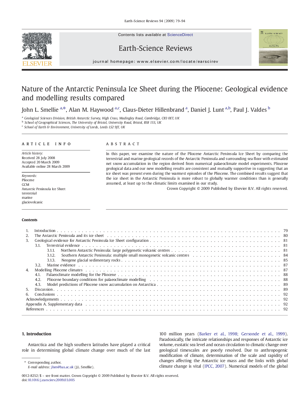 Nature of the Antarctic Peninsula Ice Sheet during the Pliocene: Geological evidence and modelling results compared