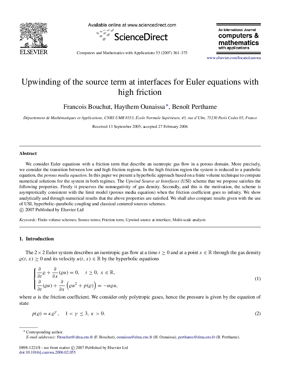 Upwinding of the source term at interfaces for Euler equations with high friction