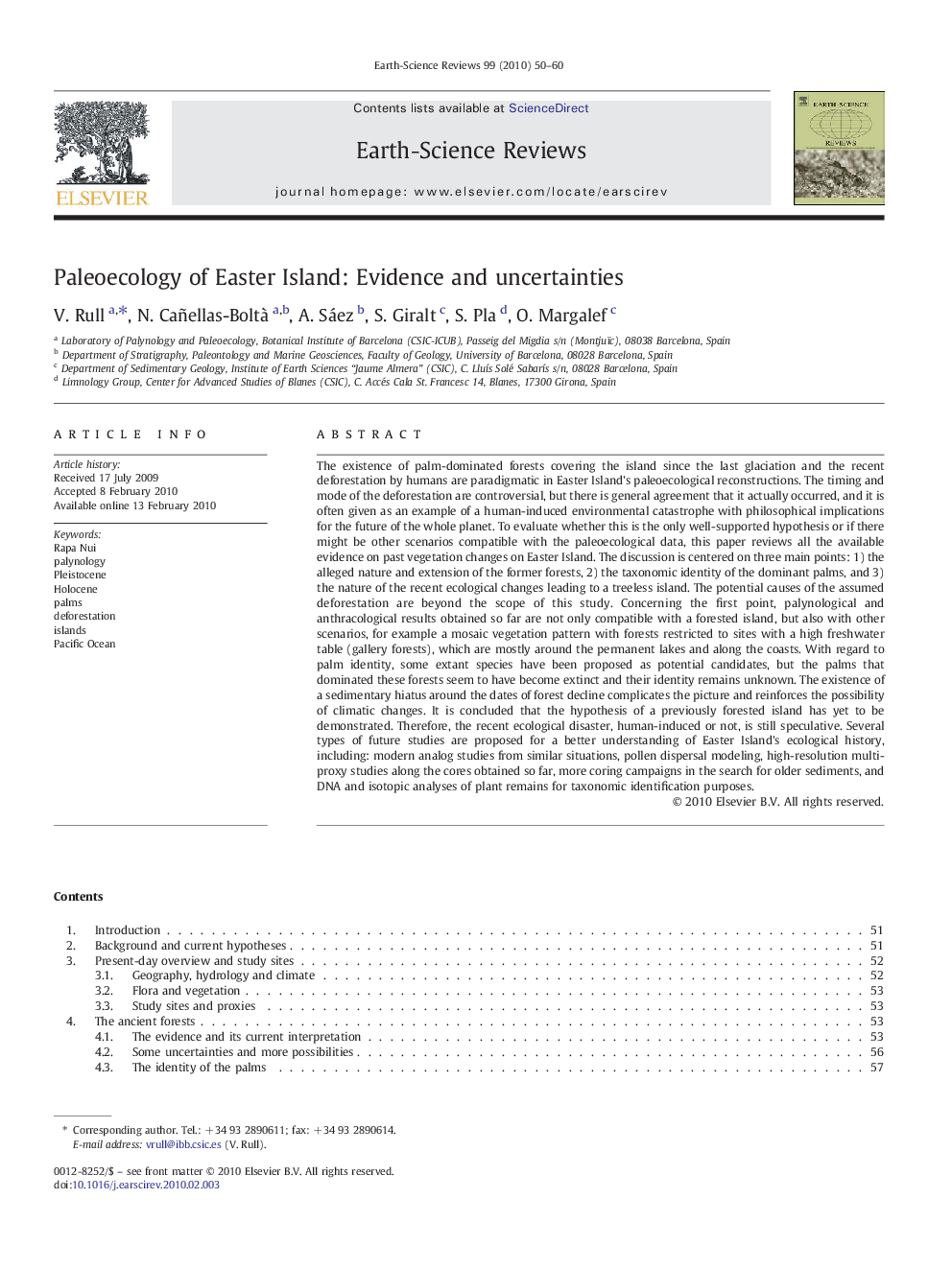 Paleoecology of Easter Island: Evidence and uncertainties