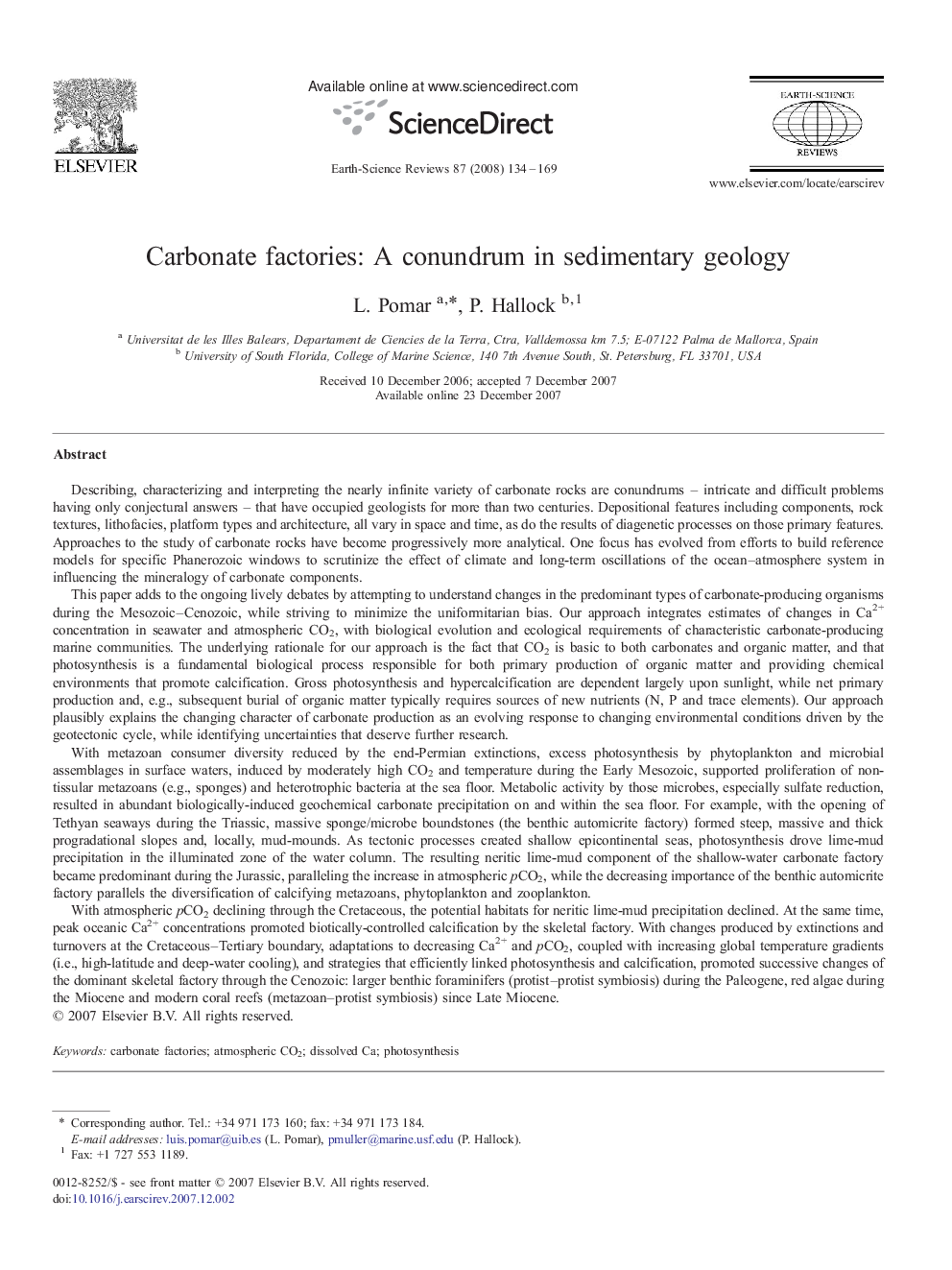 Carbonate factories: A conundrum in sedimentary geology