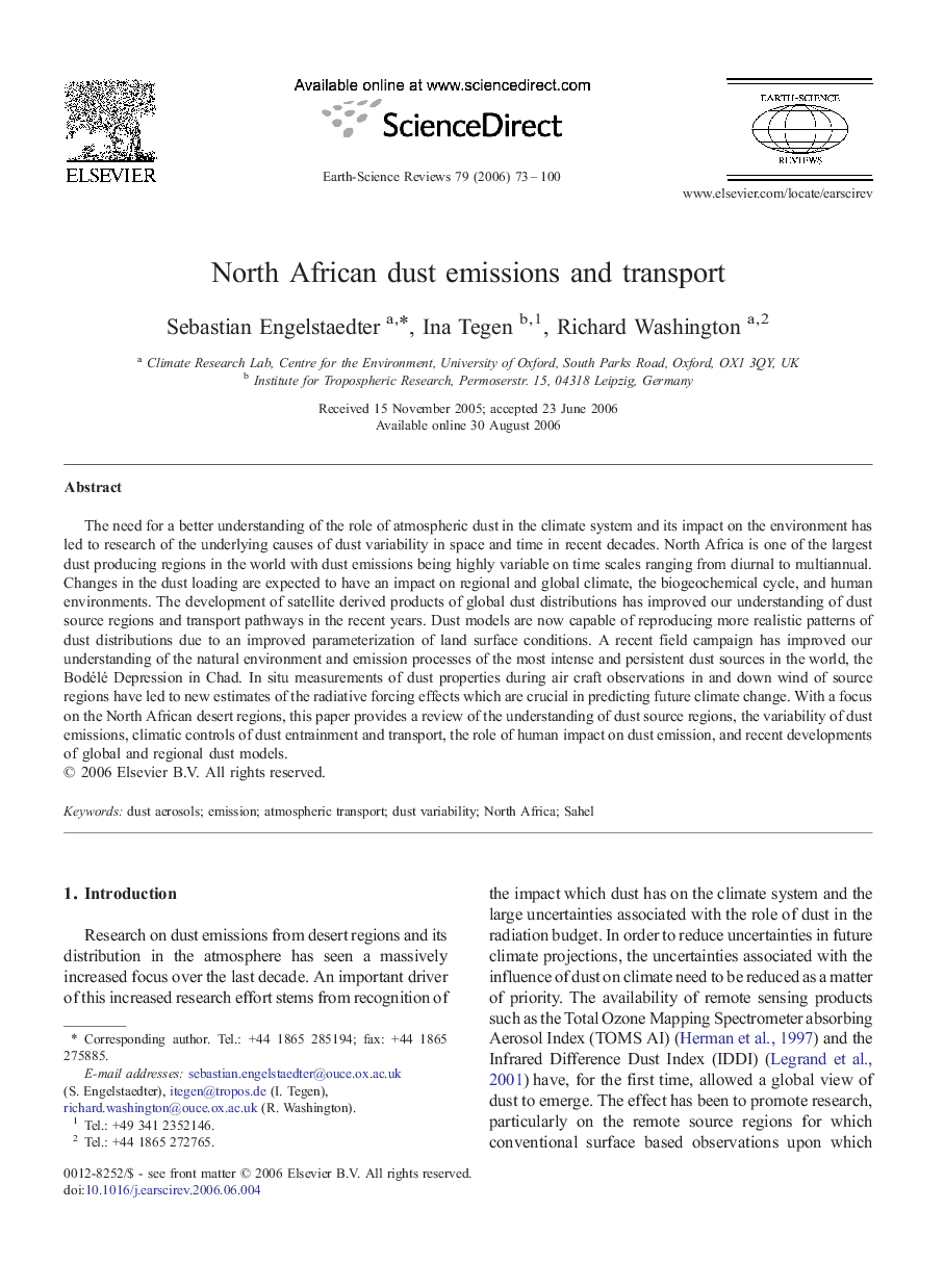 North African dust emissions and transport