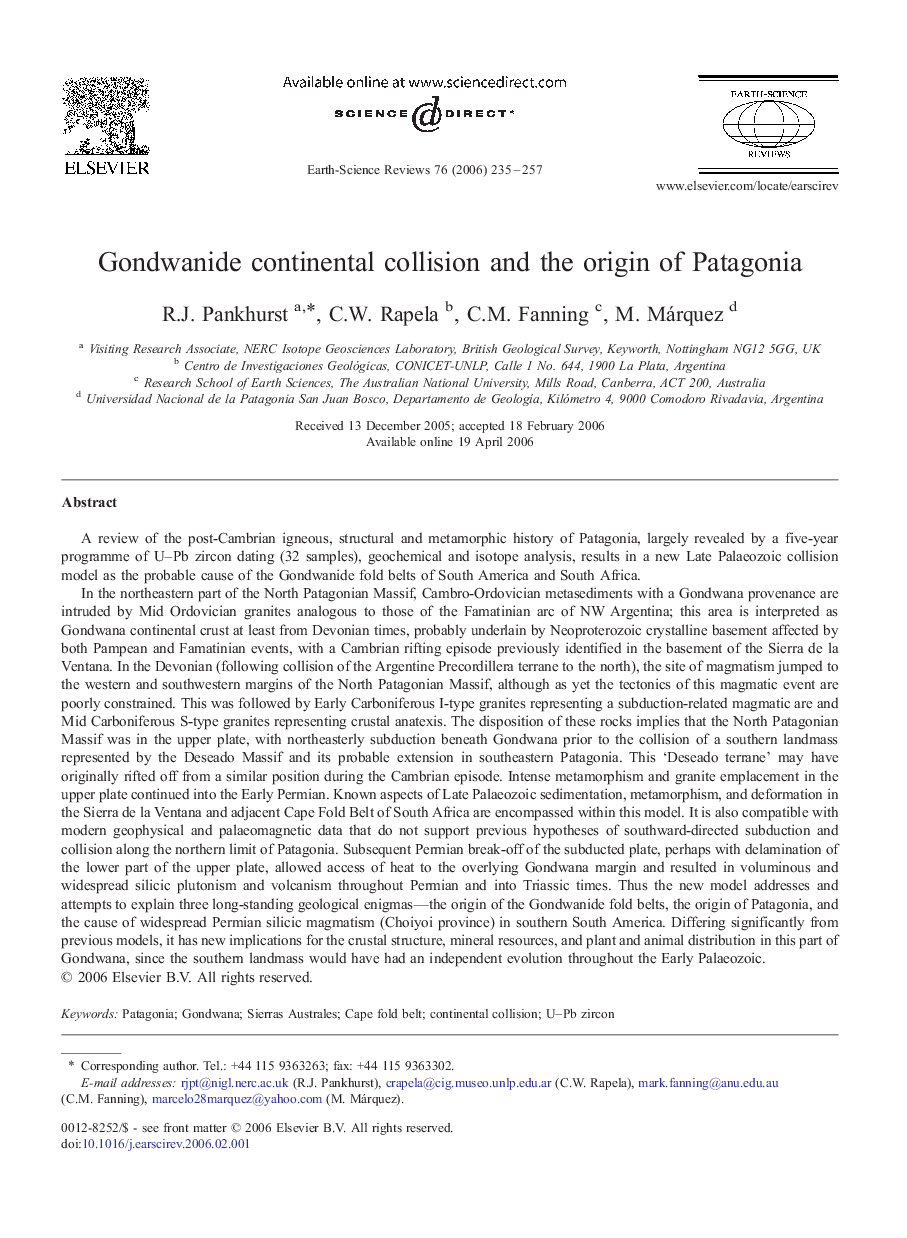 Gondwanide continental collision and the origin of Patagonia