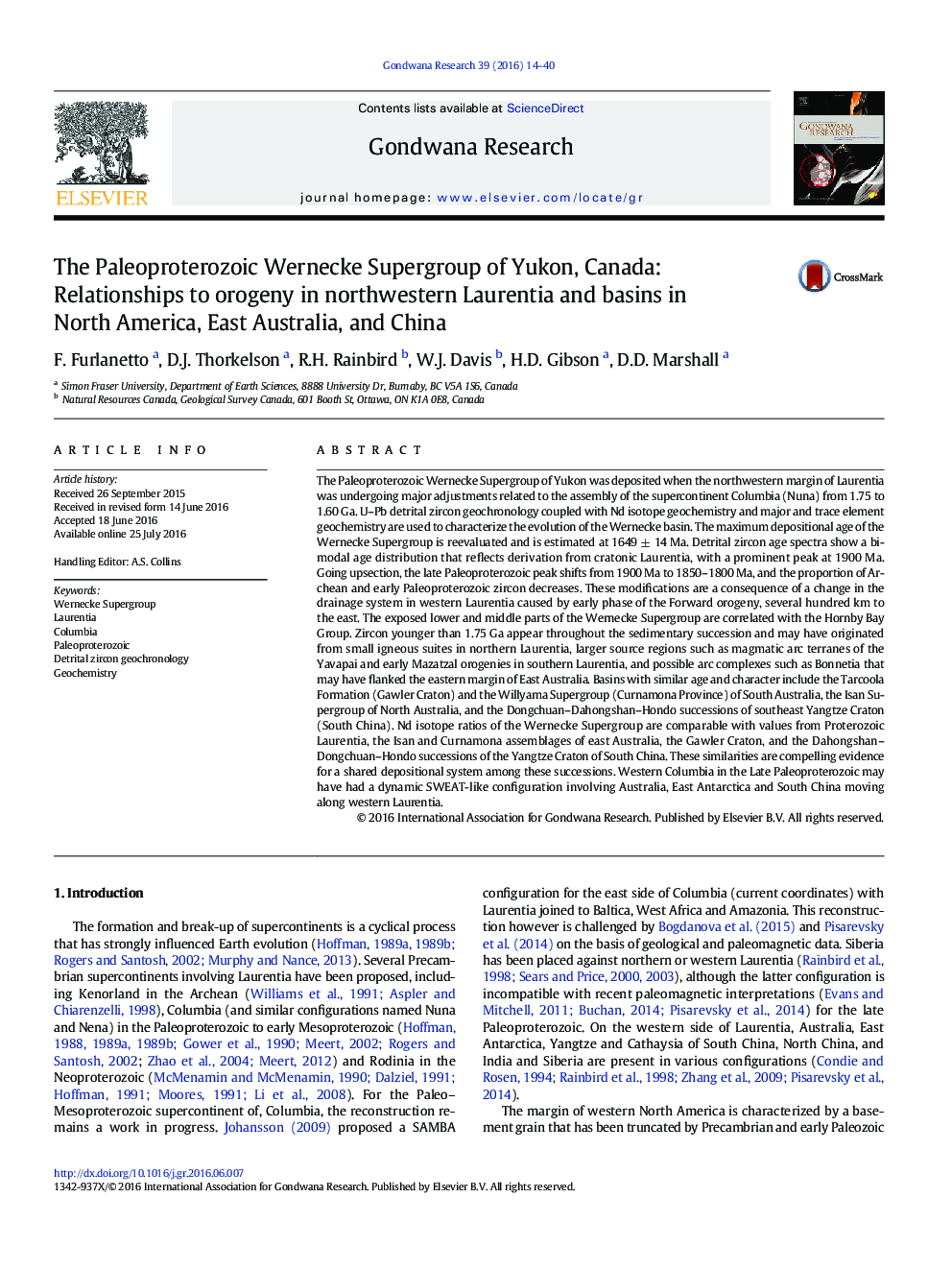 The Paleoproterozoic Wernecke Supergroup of Yukon, Canada: Relationships to orogeny in northwestern Laurentia and basins in North America, East Australia, and China