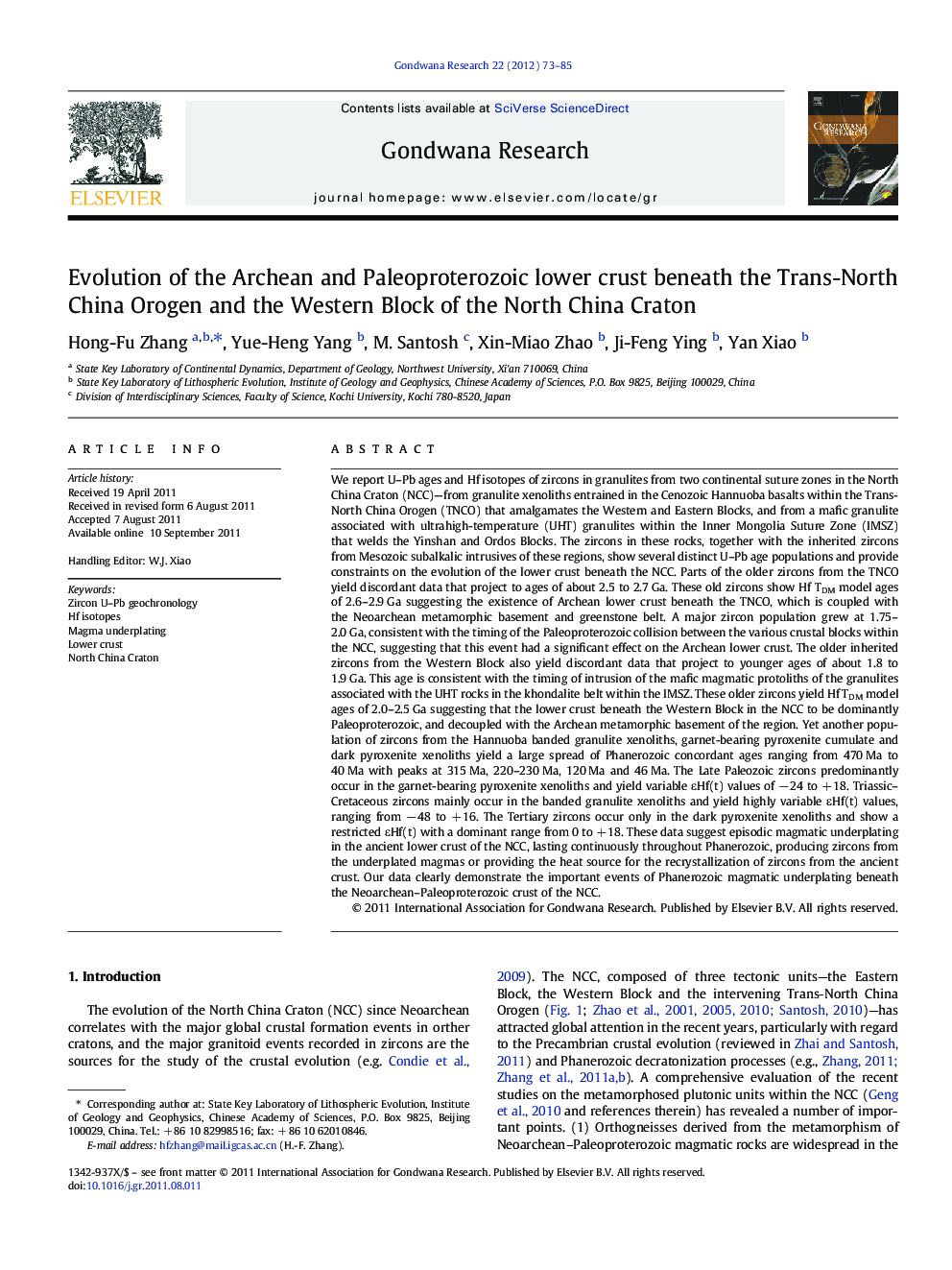 Evolution of the Archean and Paleoproterozoic lower crust beneath the Trans-North China Orogen and the Western Block of the North China Craton