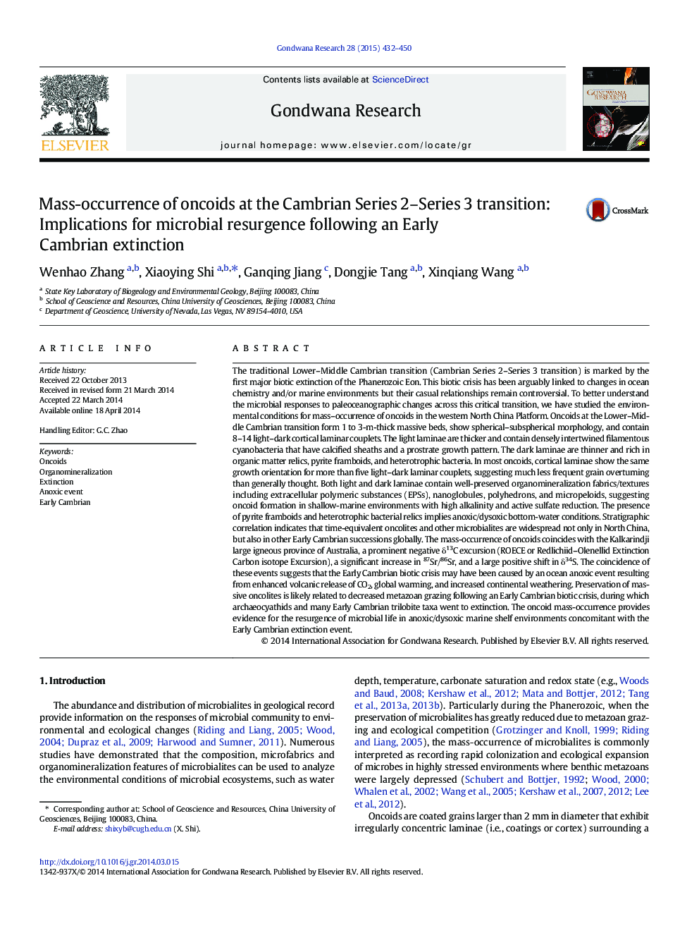 Mass-occurrence of oncoids at the Cambrian Series 2–Series 3 transition: Implications for microbial resurgence following an Early Cambrian extinction