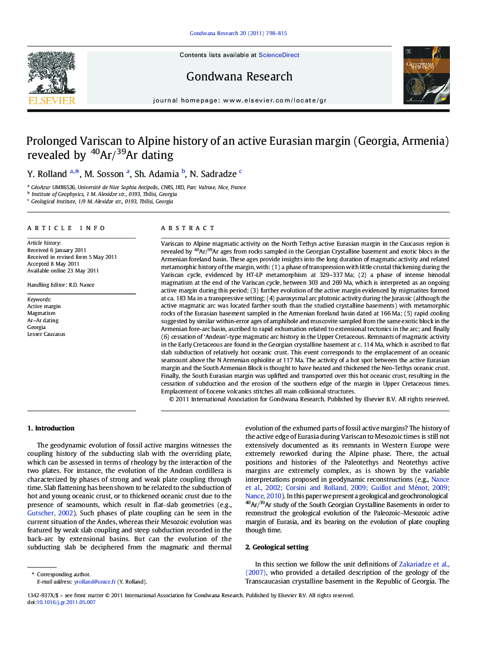 Prolonged Variscan to Alpine history of an active Eurasian margin (Georgia, Armenia) revealed by 40Ar/39Ar dating