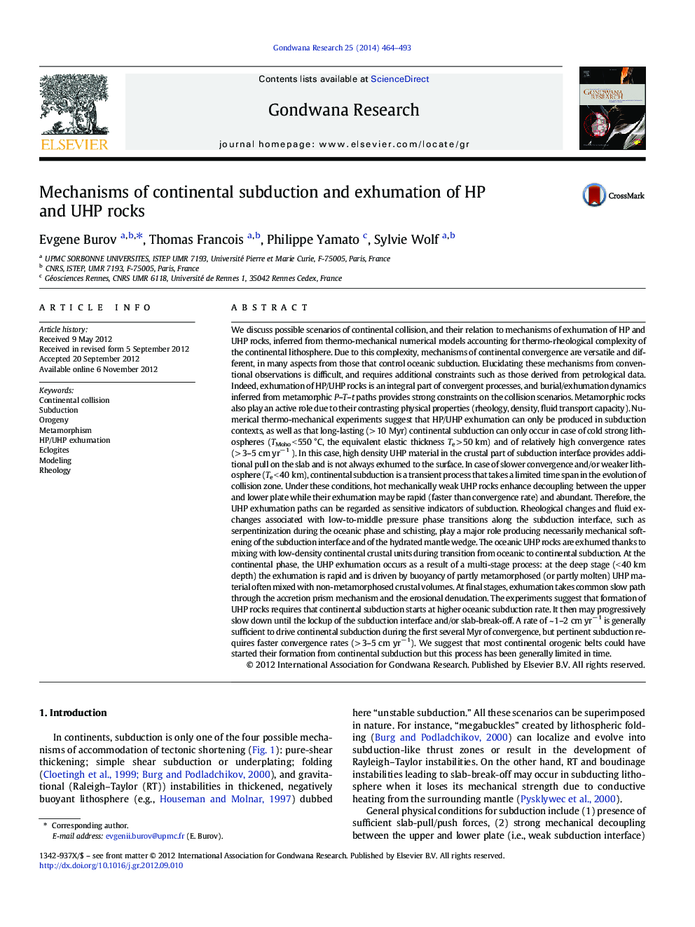 Mechanisms of continental subduction and exhumation of HP and UHP rocks