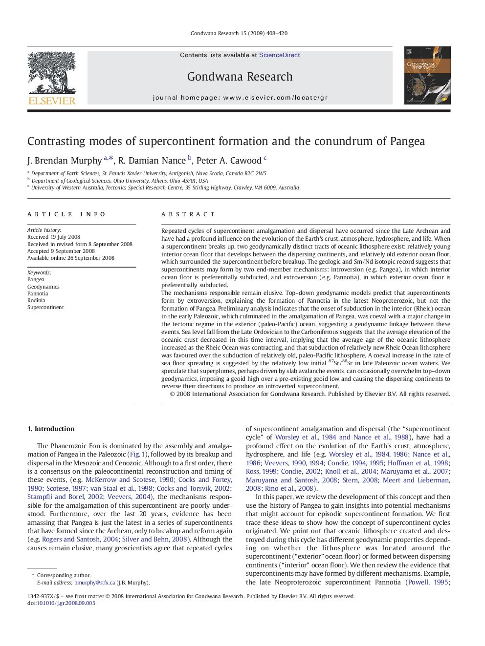 Contrasting modes of supercontinent formation and the conundrum of Pangea