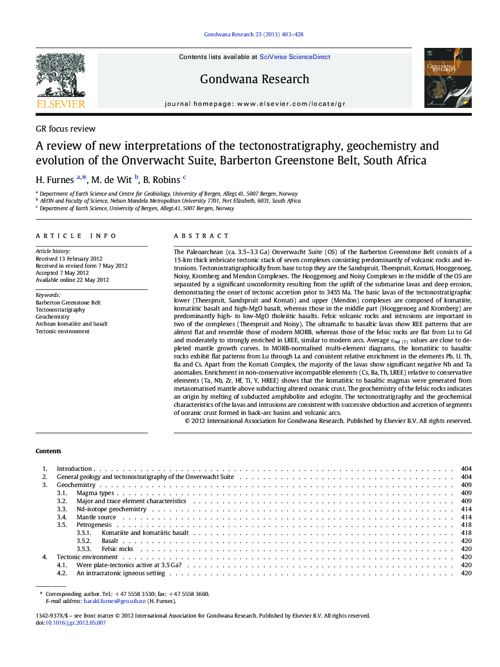 A review of new interpretations of the tectonostratigraphy, geochemistry and evolution of the Onverwacht Suite, Barberton Greenstone Belt, South Africa