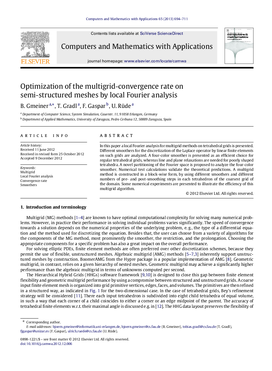 Optimization of the multigrid-convergence rate on semi-structured meshes by local Fourier analysis