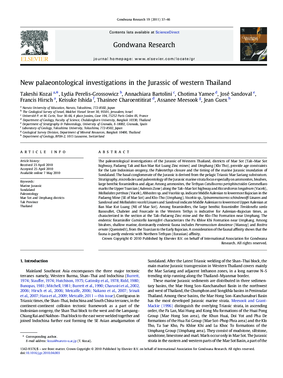 New palaeontological investigations in the Jurassic of western Thailand