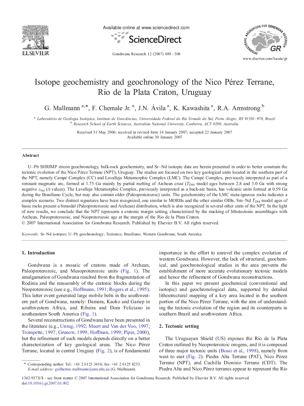 Isotope geochemistry and geochronology of the Nico Pérez Terrane, Rio de la Plata Craton, Uruguay