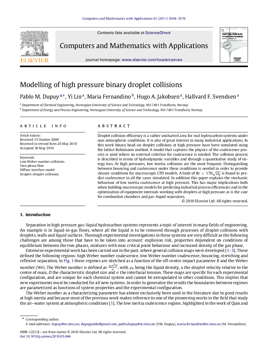 Modelling of high pressure binary droplet collisions