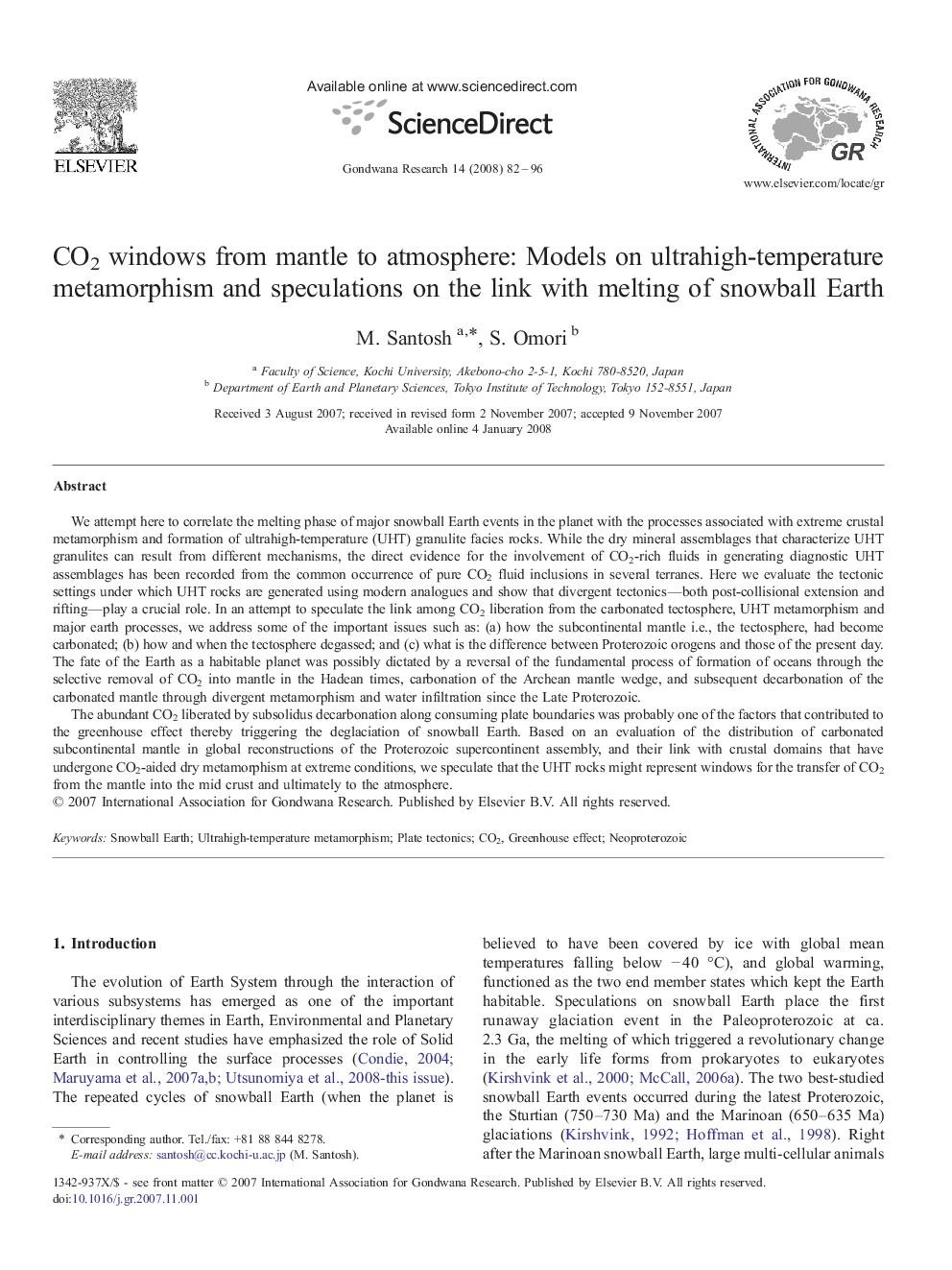 CO2 windows from mantle to atmosphere: Models on ultrahigh-temperature metamorphism and speculations on the link with melting of snowball Earth