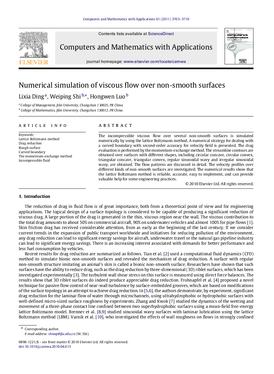 Numerical simulation of viscous flow over non-smooth surfaces