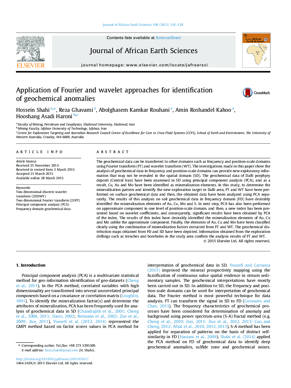 Application of Fourier and wavelet approaches for identification of geochemical anomalies