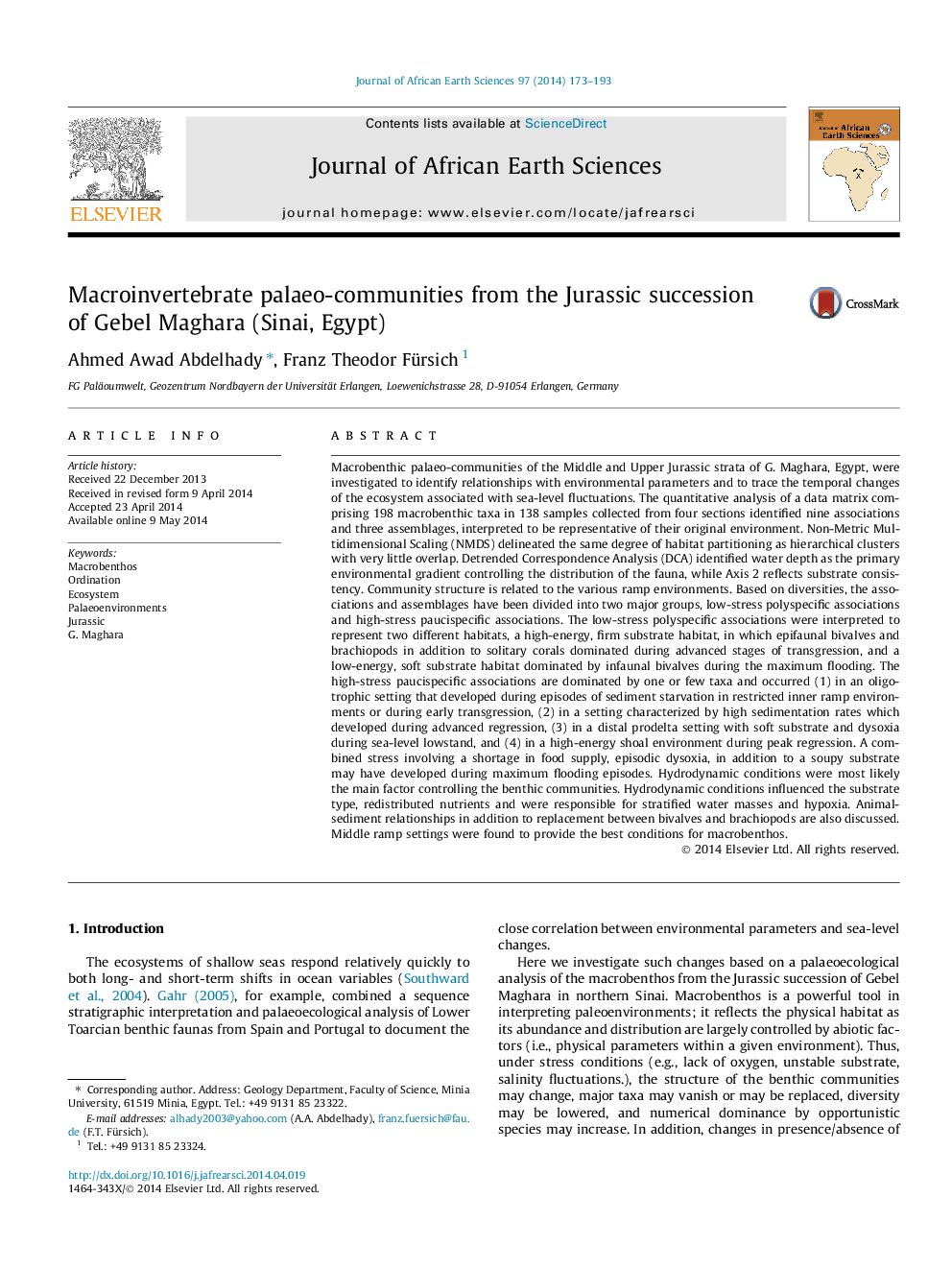 Macroinvertebrate palaeo-communities from the Jurassic succession of Gebel Maghara (Sinai, Egypt)