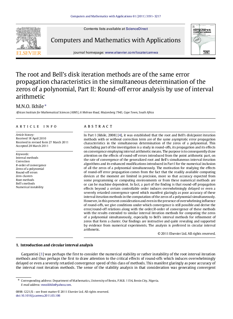 The root and Bell’s disk iteration methods are of the same error propagation characteristics in the simultaneous determination of the zeros of a polynomial, Part II: Round-off error analysis by use of interval arithmetic