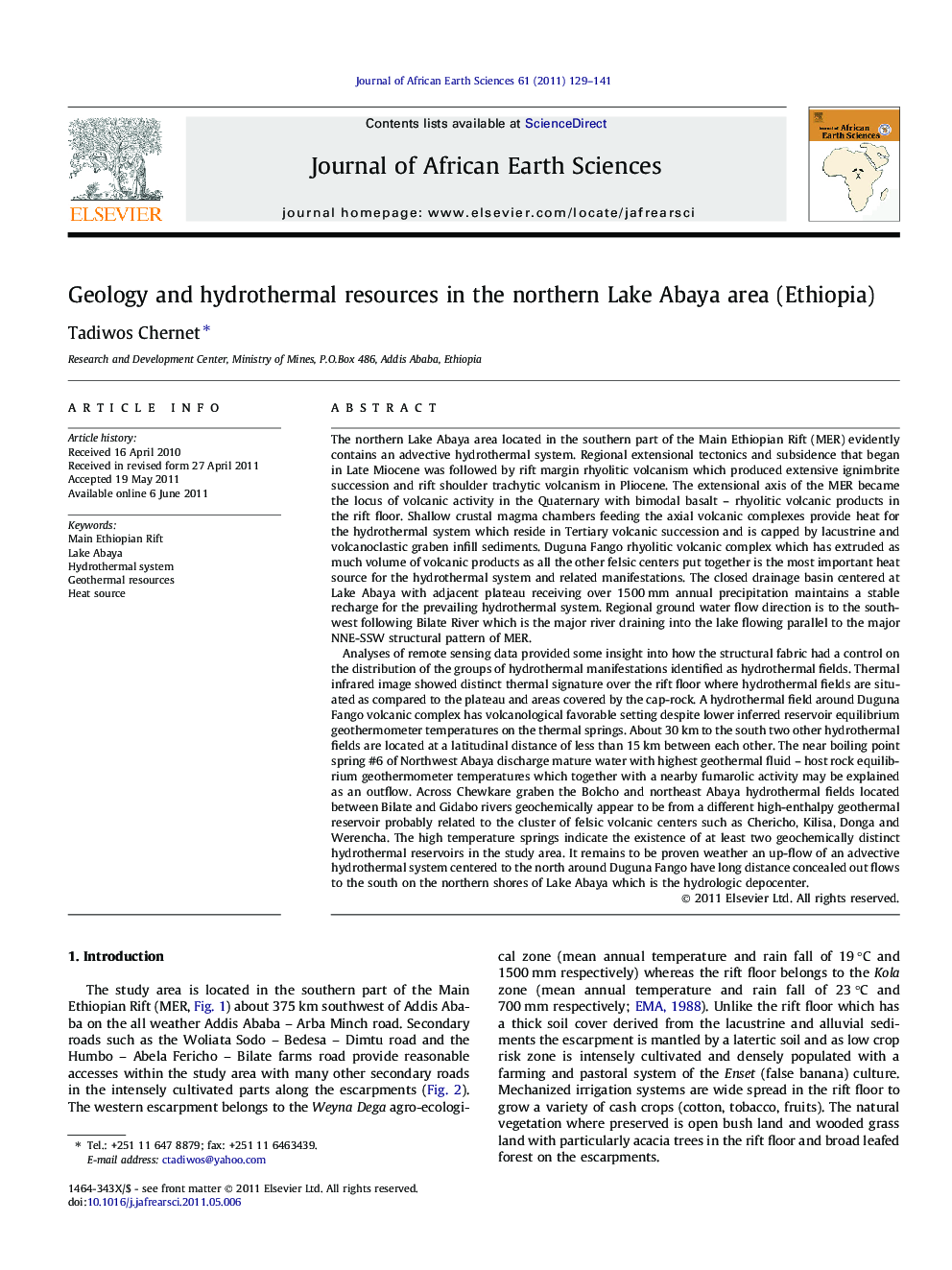 Geology and hydrothermal resources in the northern Lake Abaya area (Ethiopia)