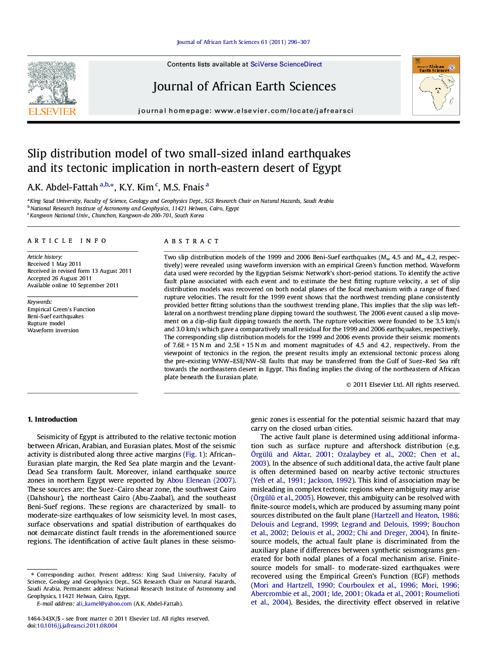 Slip distribution model of two small-sized inland earthquakes and its tectonic implication in north-eastern desert of Egypt