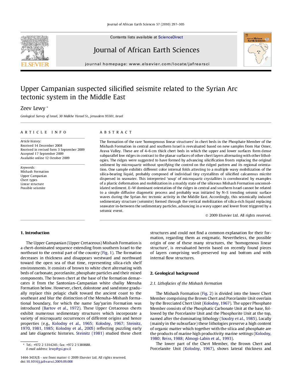 Upper Campanian suspected silicified seismite related to the Syrian Arc tectonic system in the Middle East