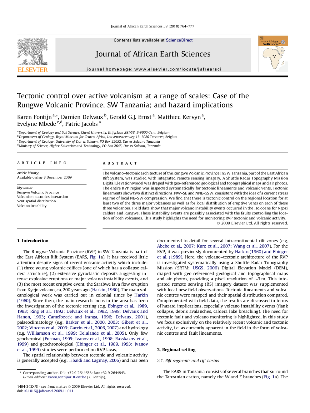 Tectonic control over active volcanism at a range of scales: Case of the Rungwe Volcanic Province, SW Tanzania; and hazard implications