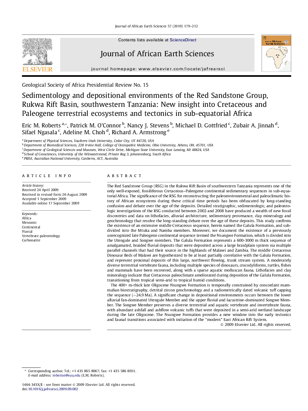 Sedimentology and depositional environments of the Red Sandstone Group, Rukwa Rift Basin, southwestern Tanzania: New insight into Cretaceous and Paleogene terrestrial ecosystems and tectonics in sub-equatorial Africa