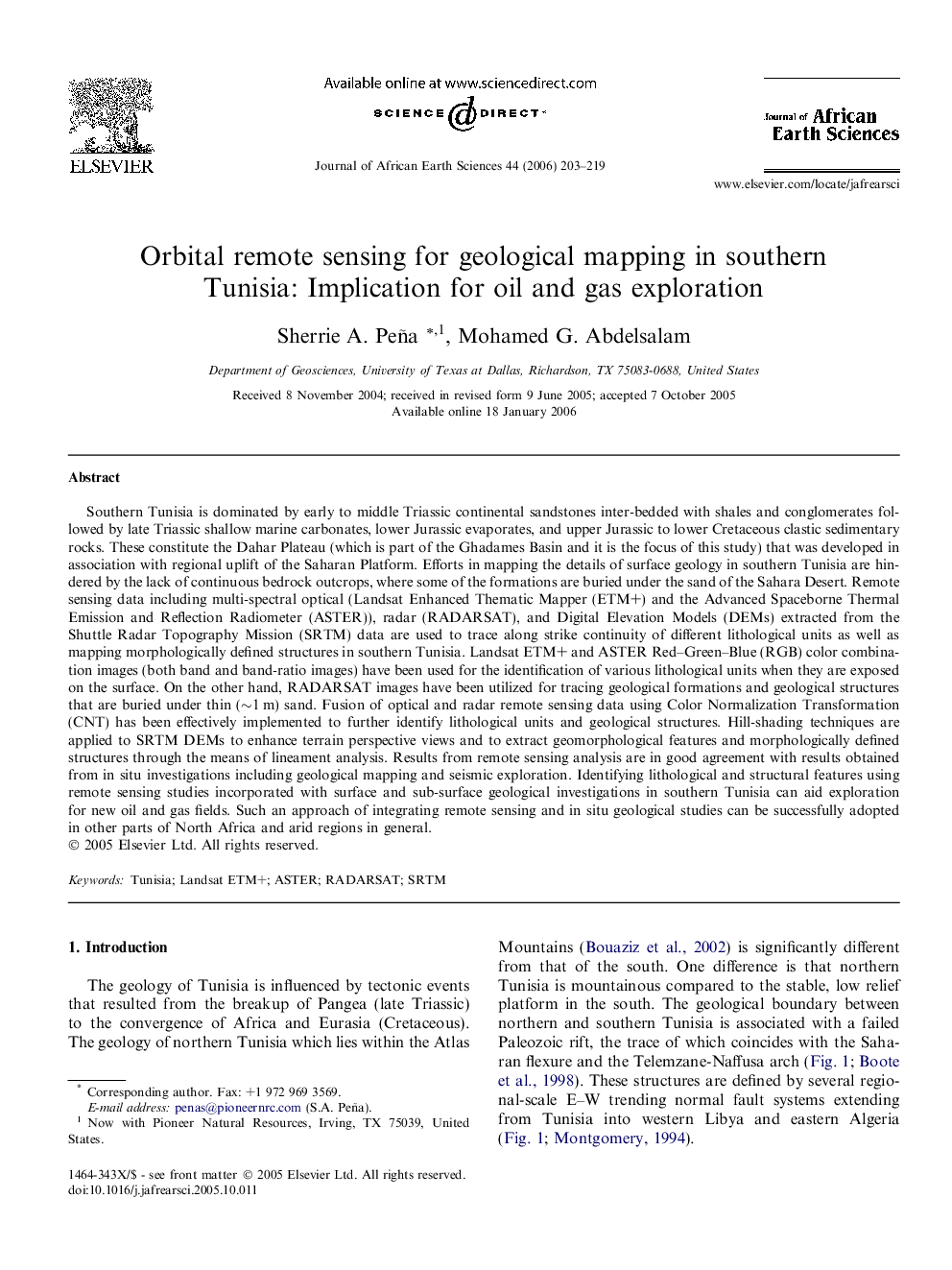 Orbital remote sensing for geological mapping in southern Tunisia: Implication for oil and gas exploration