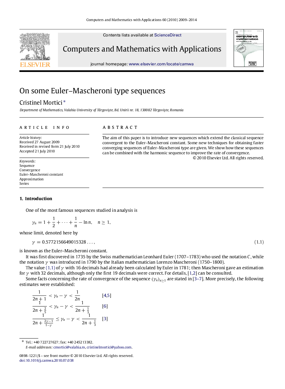 On some Euler–Mascheroni type sequences