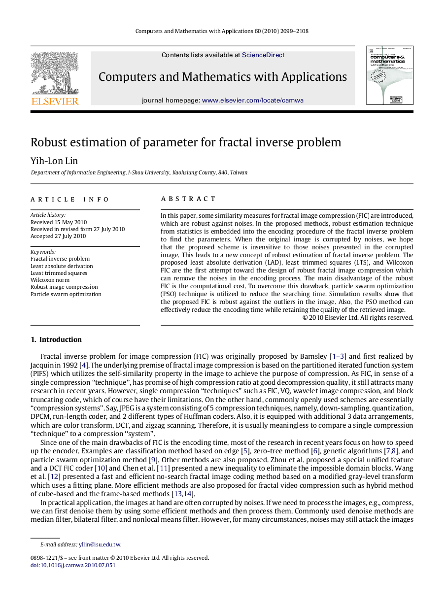 Robust estimation of parameter for fractal inverse problem