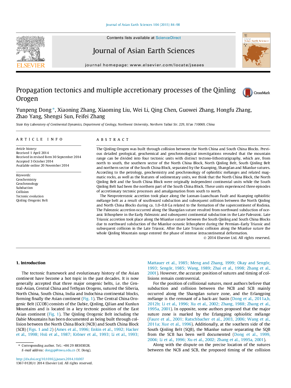 Propagation tectonics and multiple accretionary processes of the Qinling Orogen