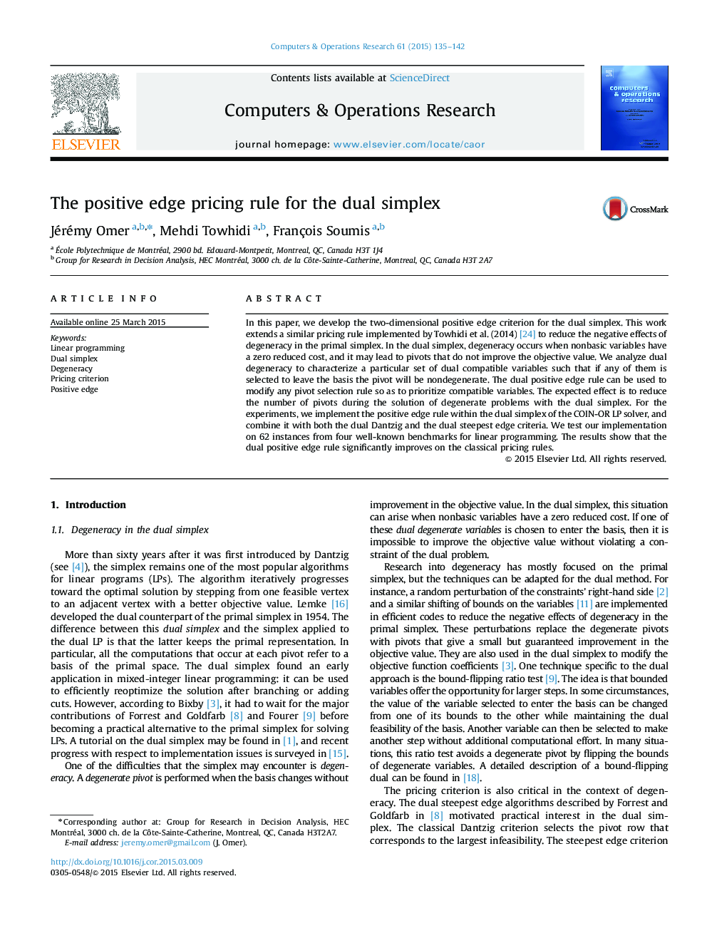 The positive edge pricing rule for the dual simplex