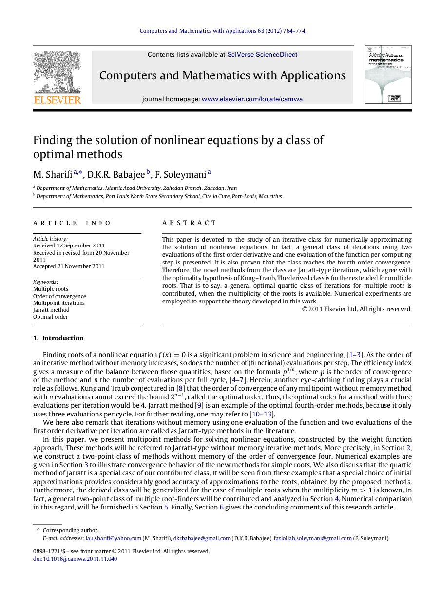 Finding the solution of nonlinear equations by a class of optimal methods