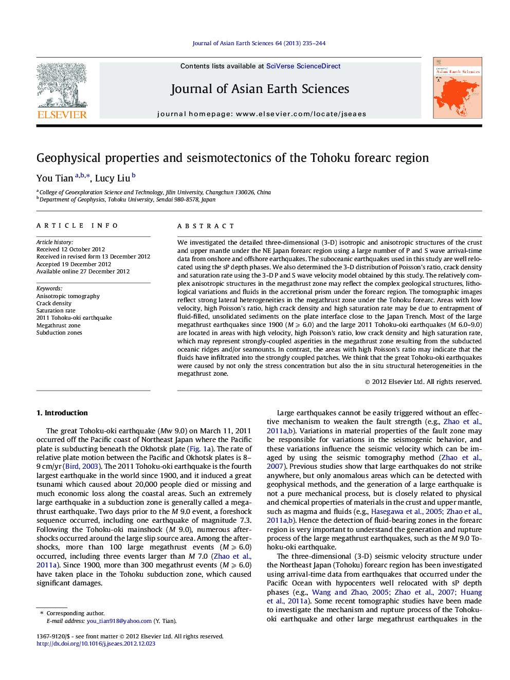 Geophysical properties and seismotectonics of the Tohoku forearc region