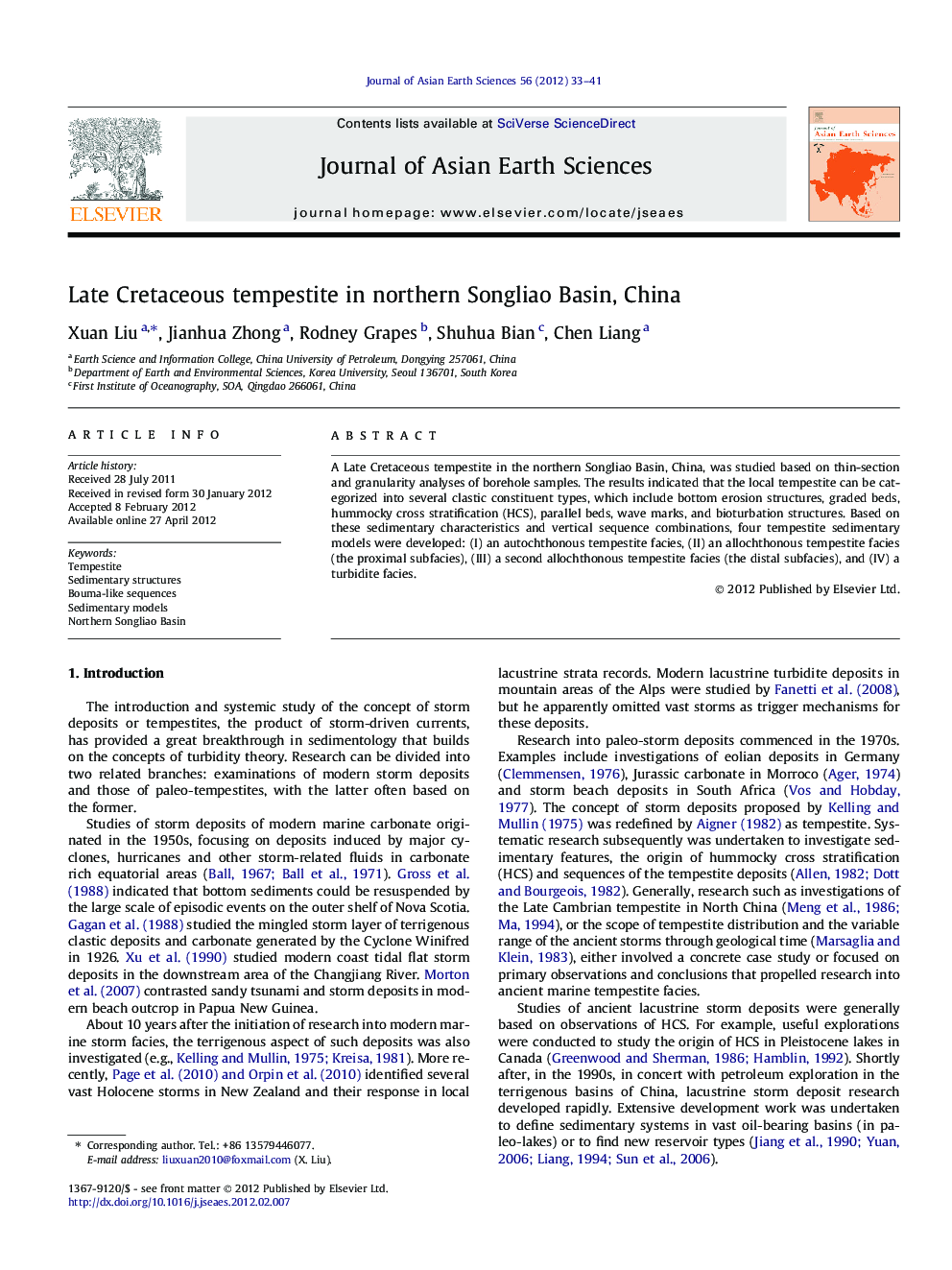 Late Cretaceous tempestite in northern Songliao Basin, China