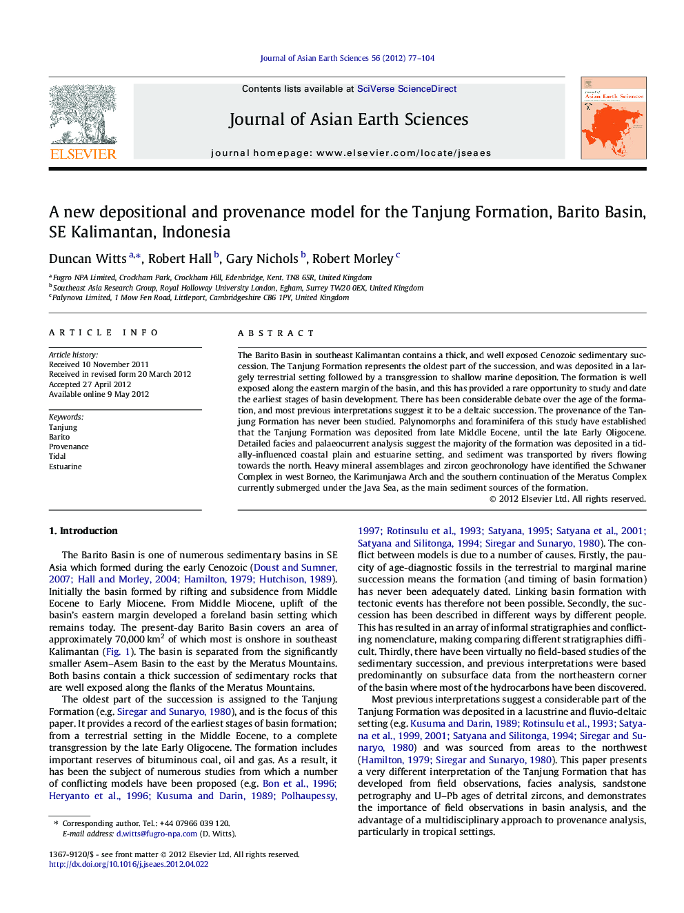 A new depositional and provenance model for the Tanjung Formation, Barito Basin, SE Kalimantan, Indonesia