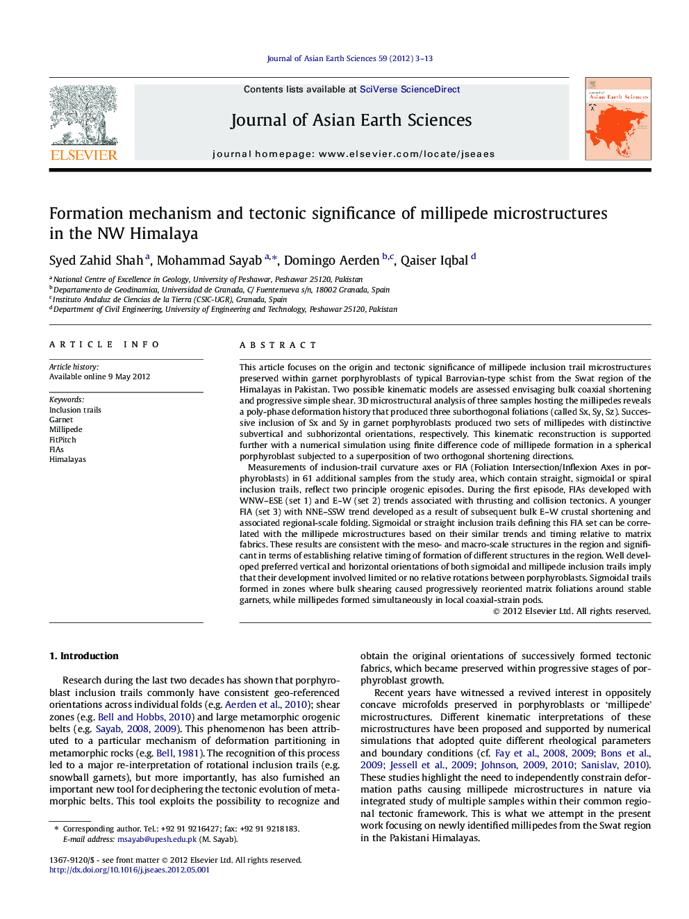 Formation mechanism and tectonic significance of millipede microstructures in the NW Himalaya