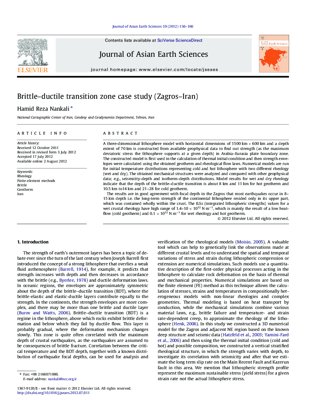 Brittle–ductile transition zone case study (Zagros–Iran)