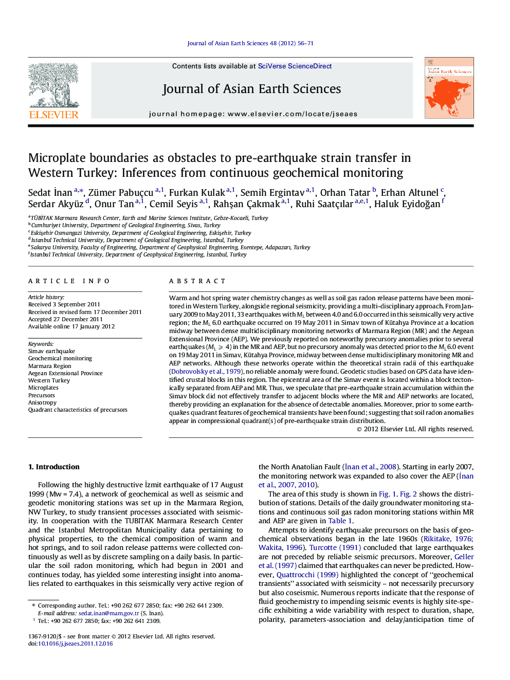 Microplate boundaries as obstacles to pre-earthquake strain transfer in Western Turkey: Inferences from continuous geochemical monitoring