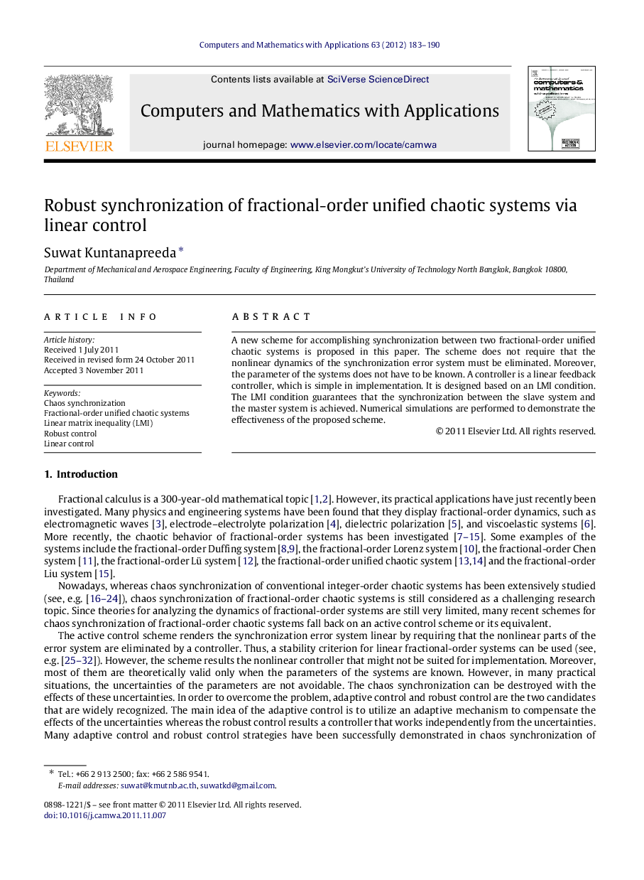 Robust synchronization of fractional-order unified chaotic systems via linear control