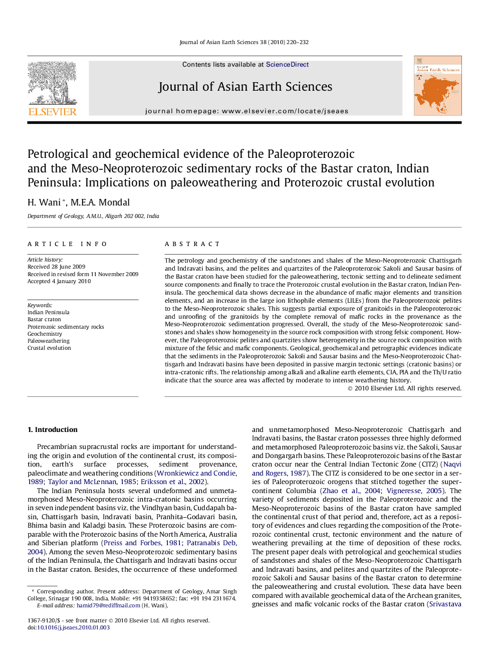 Petrological and geochemical evidence of the Paleoproterozoic and the Meso-Neoproterozoic sedimentary rocks of the Bastar craton, Indian Peninsula: Implications on paleoweathering and Proterozoic crustal evolution