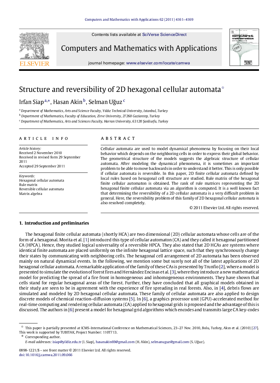 Structure and reversibility of 2D hexagonal cellular automata 