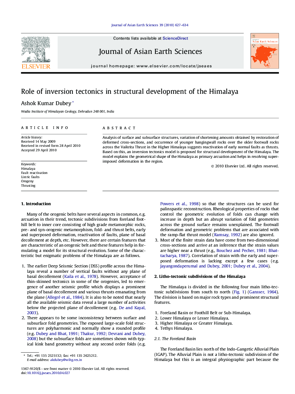 Role of inversion tectonics in structural development of the Himalaya