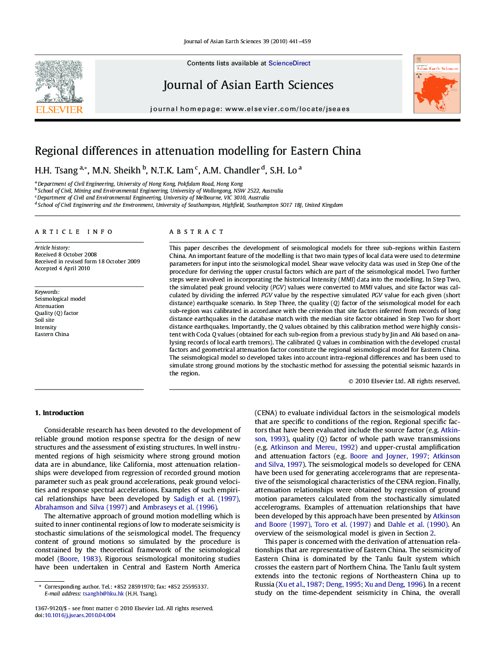 Regional differences in attenuation modelling for Eastern China