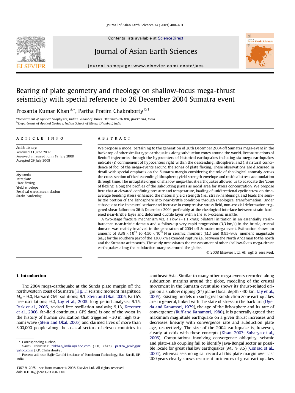 Bearing of plate geometry and rheology on shallow-focus mega-thrust seismicity with special reference to 26 December 2004 Sumatra event