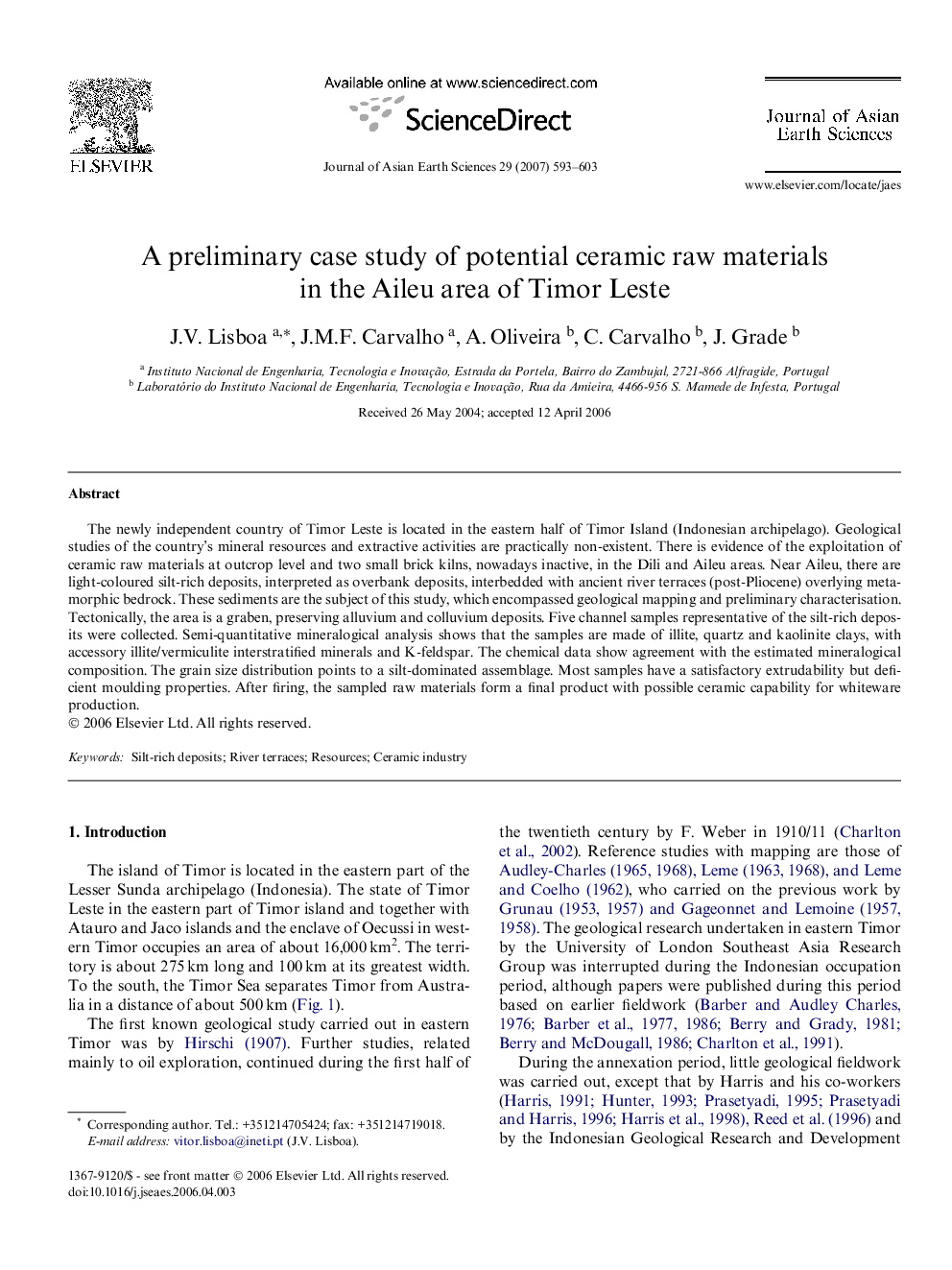 A preliminary case study of potential ceramic raw materials in the Aileu area of Timor Leste