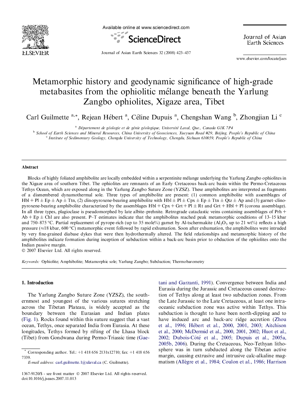 Metamorphic history and geodynamic significance of high-grade metabasites from the ophiolitic mélange beneath the Yarlung Zangbo ophiolites, Xigaze area, Tibet