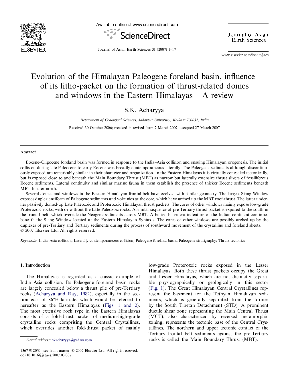 Evolution of the Himalayan Paleogene foreland basin, influence of its litho-packet on the formation of thrust-related domes and windows in the Eastern Himalayas – A review